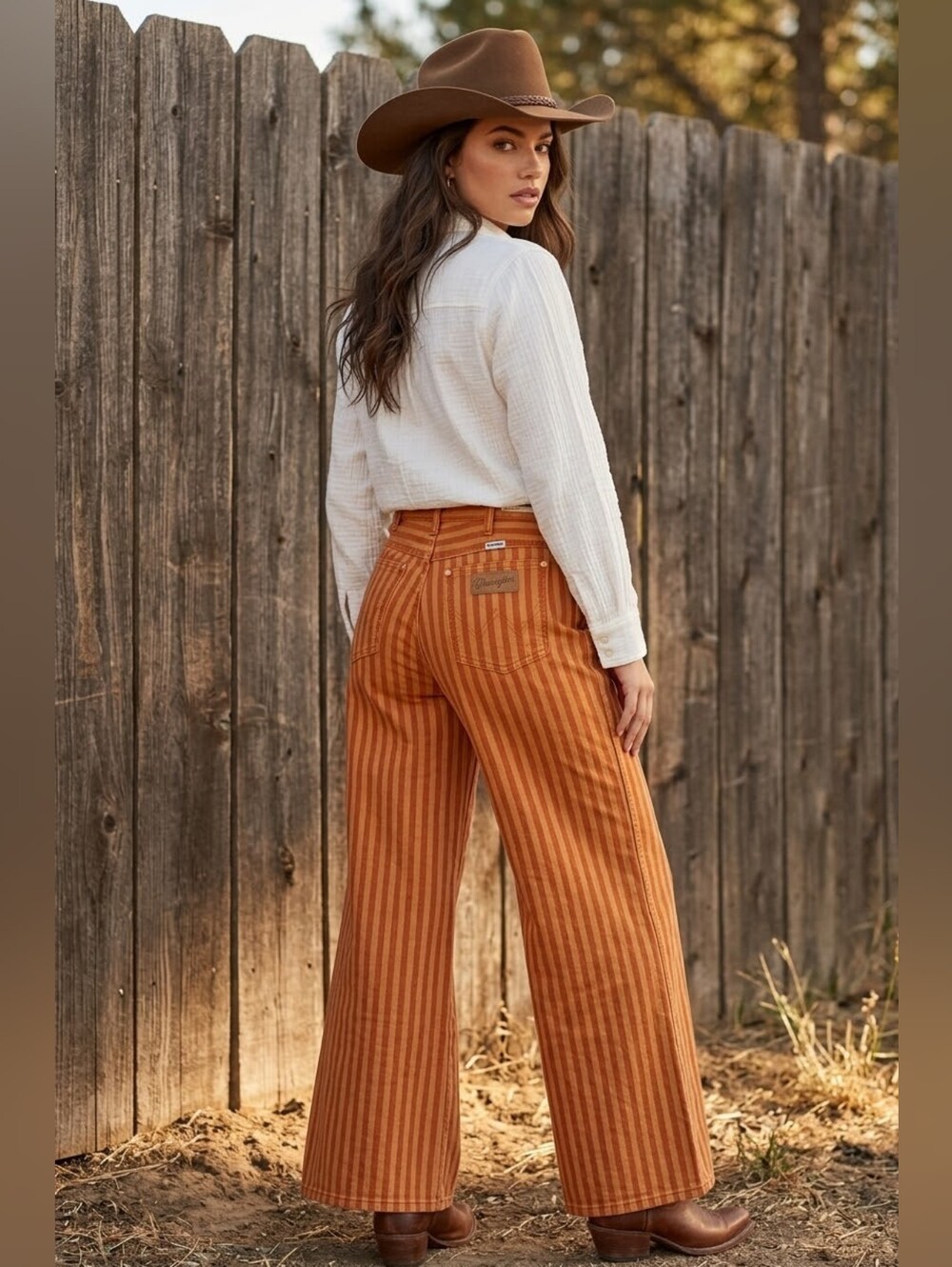 Wrangler Wanderer 622 High Rise Flare Orange Stripe Festival Jeans NWT